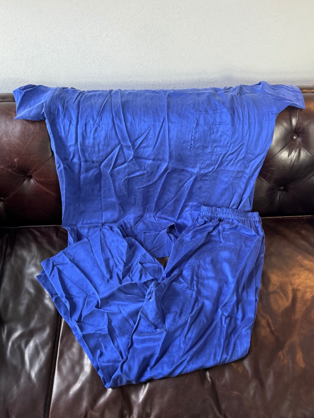 LUNYA BNWT Washable Silk Tee Pant Set in Cobalt Dream Size XL - Picture 6 of 7